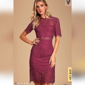 Lulus - Magenta Lace Dress